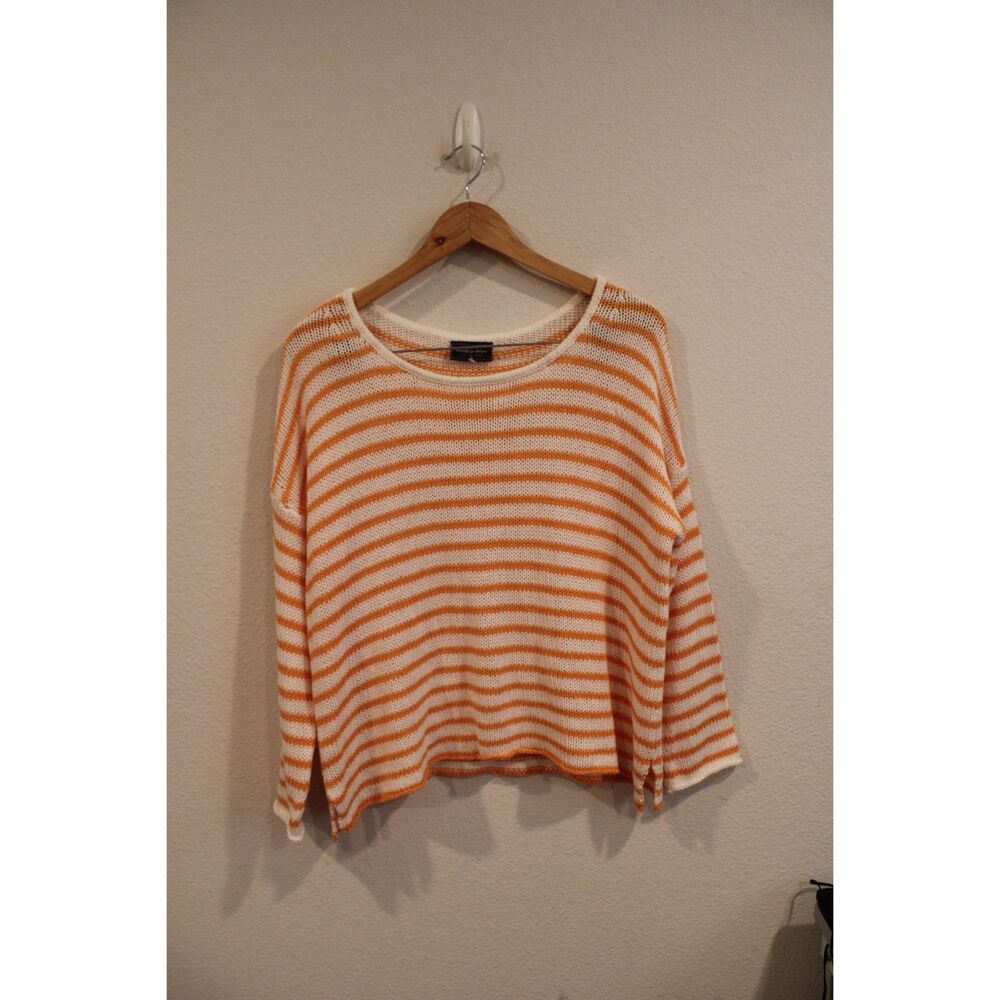 Wooden Ships Kelly Crew Cotton Sweater in Creamsicle Breaker White small/medium